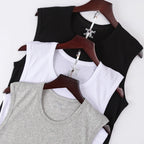 Men's Four Seasons Tight Cotton Vest Leisure Sports Fitness Running Teenagers Round Neck Sleeveless T-Shirt Can Be Built Inside - Matrix Studios