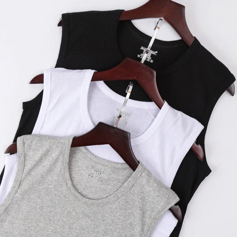 Men's Four Seasons Tight Cotton Vest Leisure Sports Fitness Running Teenagers Round Neck Sleeveless T-Shirt Can Be Built Inside - Matrix Studios