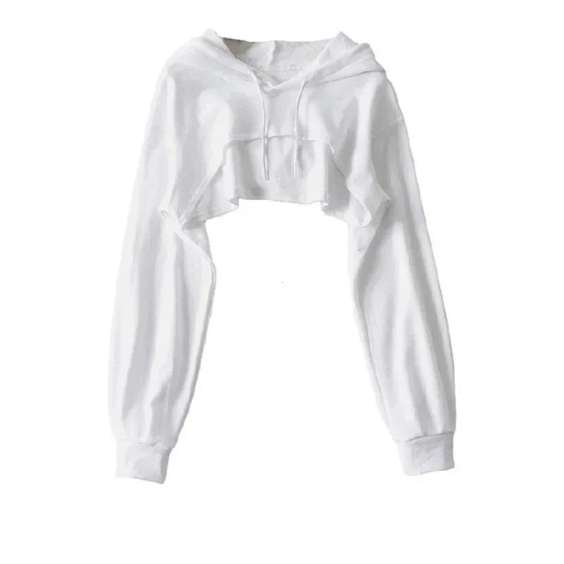 Hoodie Female Hoodie Personality Irregular Crop Ultra Short Style Long Sleeve Top Female Drop Shipping Sweatshirt Y2k Clothes - Matrix Studios