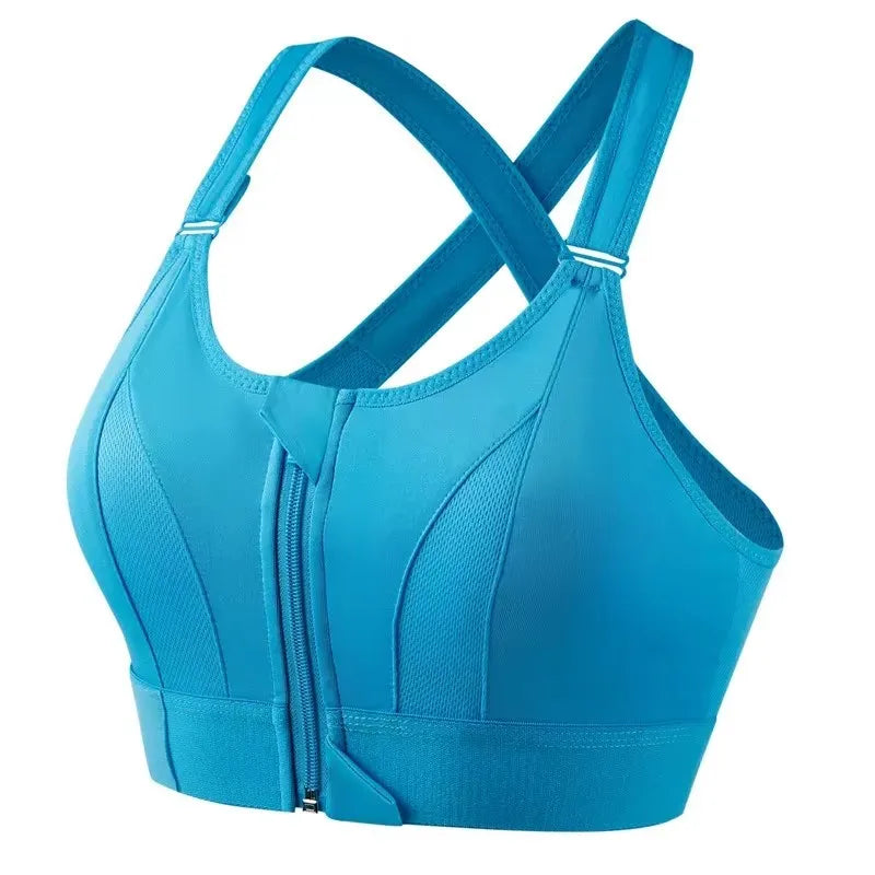 Sports Bras For Women Front Zipper Adjustable Strap Shockproof Elastic Fitness Athletic Brassiere Slim Yoga Crop Top - Matrix Studios
