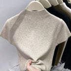 Basic Turtleneck Solid Thin Summer 2026 Pullover Women Female Knitted Sweater Slim Short Sleeve Bodycon Sweater - Matrix Studios