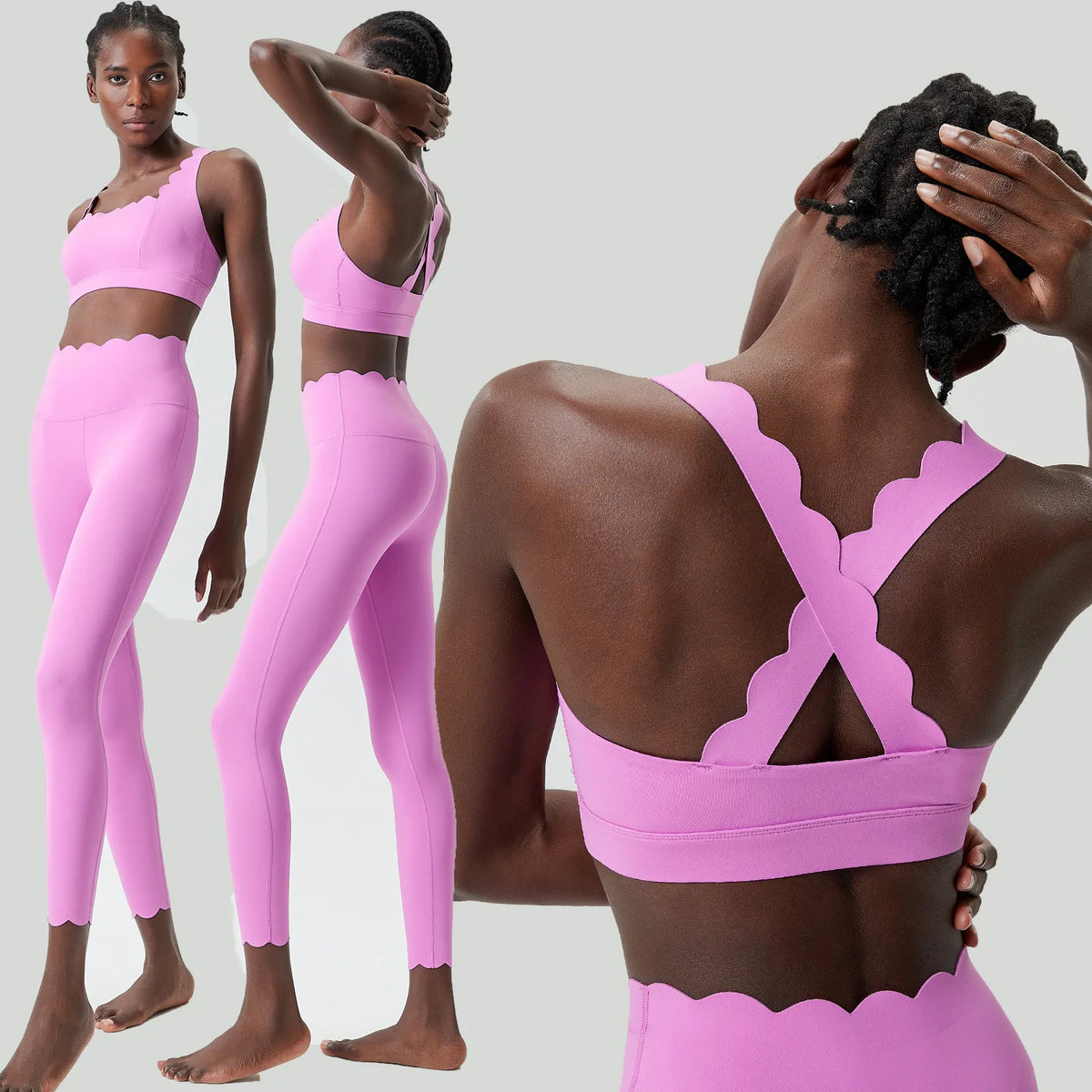 Women Solid Color Gym Suit Two Pieces Fitness Yoga Set Super Streth Slim Fit Running Sportswear Breathable Workout Clothes - Matrix-studios.com