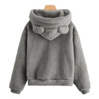 Autumn Winter Women's Hoodies Winter Women Long Sleeve Rabbit Ear Hood Sweatshirt Cute Plush Warm Casual Hoodie Tops - Matrix Studios