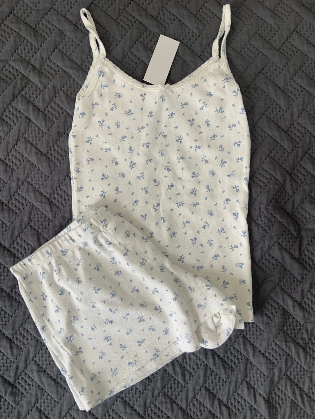 Strawberry Vest Shorts 2 Pieces Set Woman Eyelet Bow Slim Tank Top with Elastic Waist Patchwork Straight Short Pant Sweet Sets - Matrix-studios.com