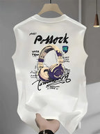 Men's Fashionable Casual Sports Loose Compass and Mountain Pattern Print Comfortable and Breathable Round Neck Sleeveless Vest - Matrix Studios