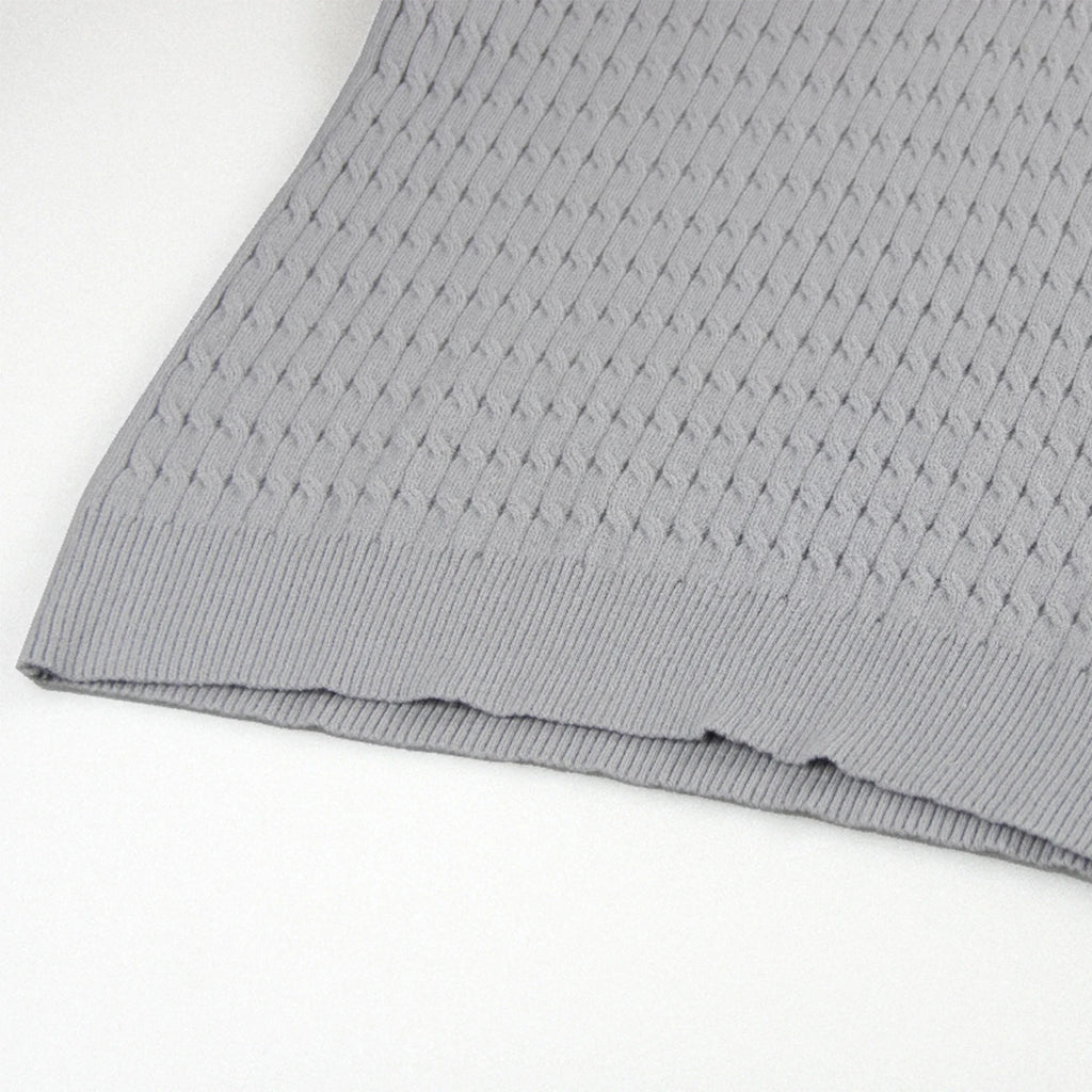 CH Solid Color Embroidered Knit Polo Shirt Women Elegant Short Sleeve Ribbed Trim Office Casual Tops - Matrix-studios.com
