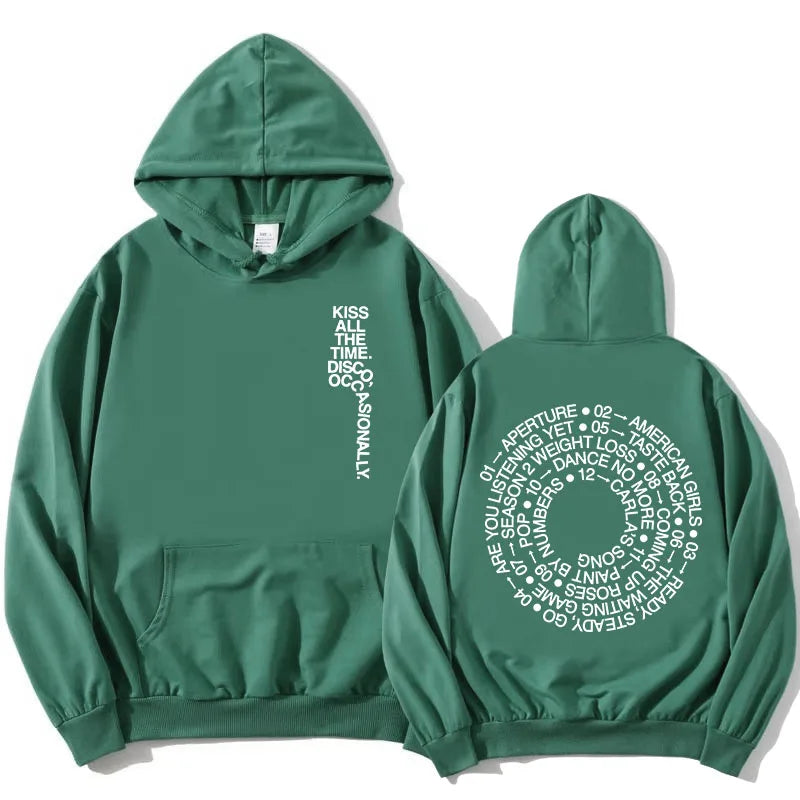 HarryStyles KISS ALL THE TIME. DISCO, OCCASIONALLY.  Hoodies Album Design Graphic Print Sweatshirts Women Clothing Fleece Hoodie - Matrix Studios