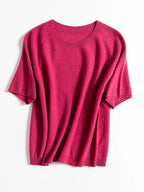 SuyaDream, 100%Merino Wool Pullovers for Woman, Round Neck, Short Sleeved Sweaters, 2025 Fall Winter Soft Warm Top, Pink, Olive - Matrix Studios