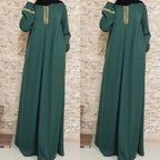 Muslim Abaya Ethnic Style Print Islam Abaya Dress Solid Color Loose Casual Robe Femme Musulman for Middle East Arabia - Matrix-studios.com