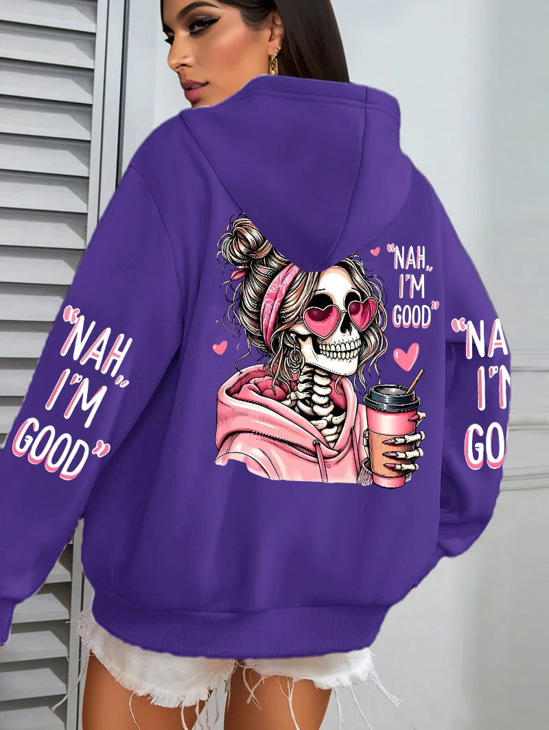 Expensive Talks Back Funny Printing Womens Hoodie Loose Multicolor Pullovers Fleece Autumn Sportswear Casual Pocket Hoody - Matrix Studios