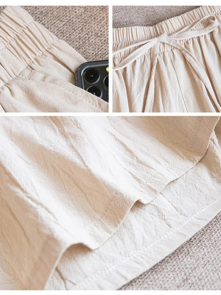 2026 Women Cotton Shorts Summer Casual Solid Two Pockets Shorts High Waist Loose Shorts for Girls Soft Cool Female Shorts - Matrix Studios