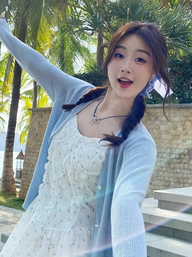 Knitted Sweater Women Cardigans White V-Neck Sueters De Mujer Knit Sweater Cardigan Women Tops New Long Sleeve Knitwears Q3546 - Matrix Studios