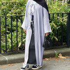 Ramadan Saudi Arabia Black Muslim Modest Cardigan for Women Eid Dubai Open Abaya Dress Luxury Islamic Turkey Party Vacation Robe - Matrix-studios.com