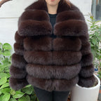 QUEENTINA Winter New Women's Real Fox Fur Coat With Collar Especially Overcoat Leather Female Natural Plus Size 2023 Luxury - Matrix Studios