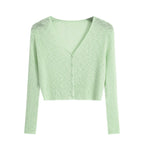 2026 Summer Thin Air Conditioning Blouse Ice Silk Knit Sun Protection Women Cardigan Solid Color Casual Short Shawl Outerwear - Matrix Studios