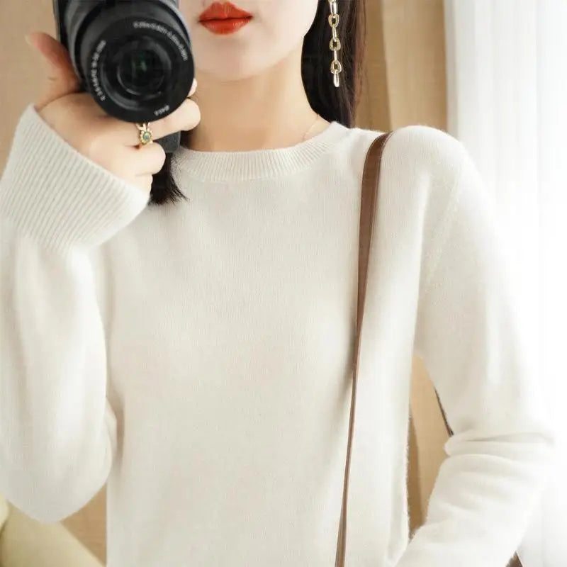 Autumn And Winter Thin Sweater Women's Round Neck Pullover Casual Knitted Top Women's Short Underlay Fashion 18 Colors - Matrix Studios