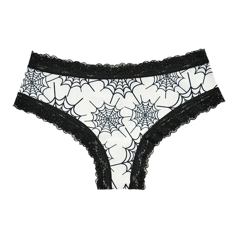 Underwear Women's Lace Edge Sexy Panties Gothic Style Lingerie Rose Skull Personalized Comfortable Breathable Triangle Pants - Matrix Studios