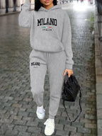 MILANO Pants Sets for Women Clothing High quality Sweatshirt Sweatpant Hoodie Suit 2 Piece Autumn Winter Outfits Woman Tracksuit - Matrix-studios.com