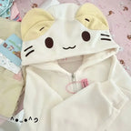 Kawaii Lolita Style Women Fleece Hoodies Cutecore Oversize Japanese Soft Girl Zipper Sweatshirt Casual Cartoon Cardigan Jacket - Matrix Studios