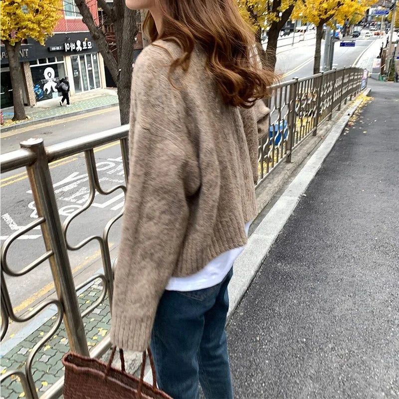 Autumn Winter Clothes Sweater Cardigans Women Korean Fashion New Casual Loose Thick O-neck Knitted Tops Outerwear Clothes 16053 - Matrix Studios