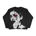 New Hip Hop Streetwear Knitted Sweater men Gothic portrait Print Pullover autumn Harajuku Cotton sweater women Oversized Sweater - Matrix Studios
