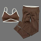 2Pcs HISTELLO Women's Seamless Yoga Fitness Set Ignite Sculpt Scrunch Leggings Strappy Halter Bra Gym Sports Fitness Outfit - Matrix-studios.com