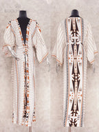 Bohemian Printed Bikini Cover-ups Elegant Self Belted Kimono Dress Tunic Women Plus Size Beach Wear Swim Suit Cover Up Q1228 - Matrix Studios