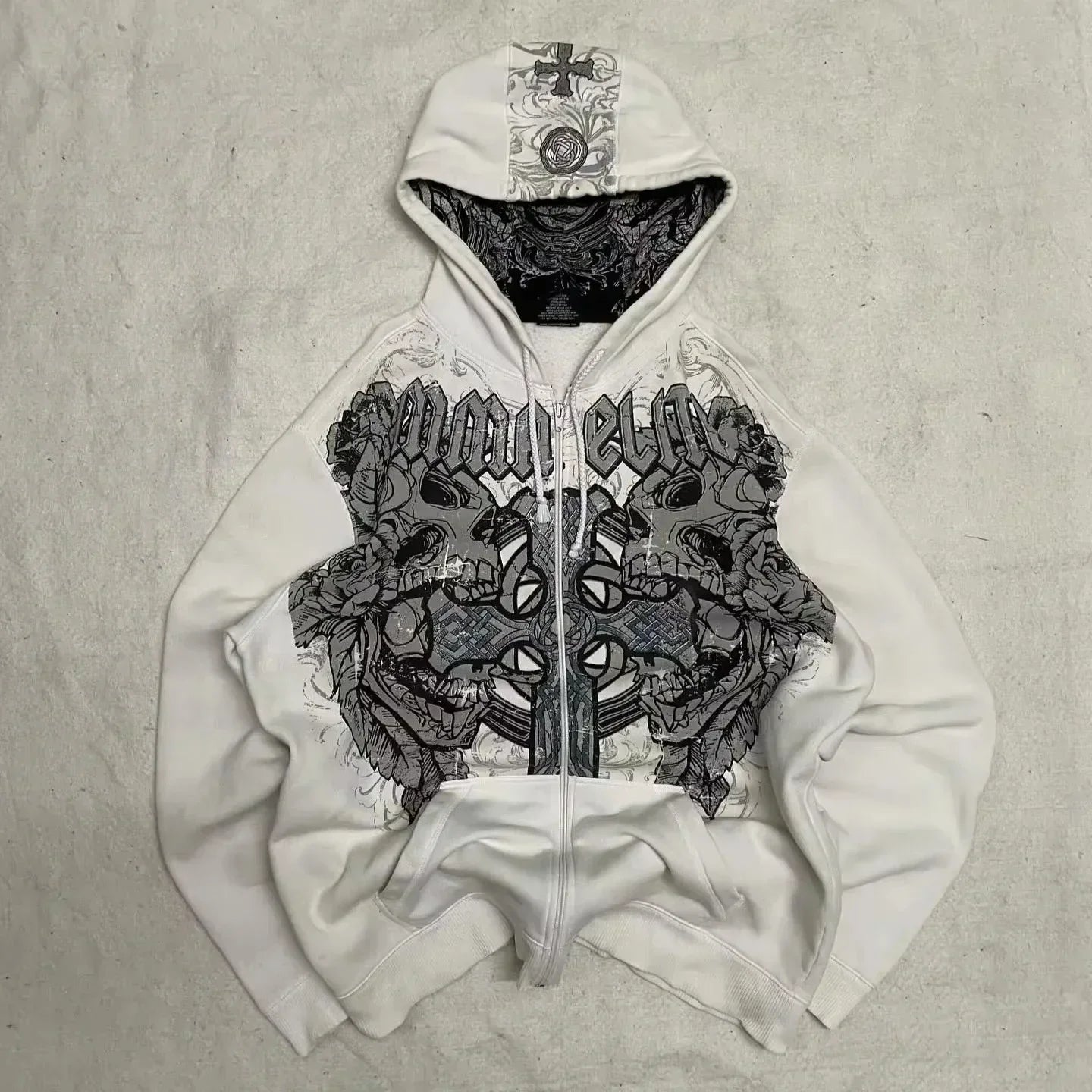 American Y2K New Hip Hop Trend Zipper Hoodie Women Street Casual Loose Joker Vintage Sweatshirt Unisex Fleece Padded Warm Hoodie