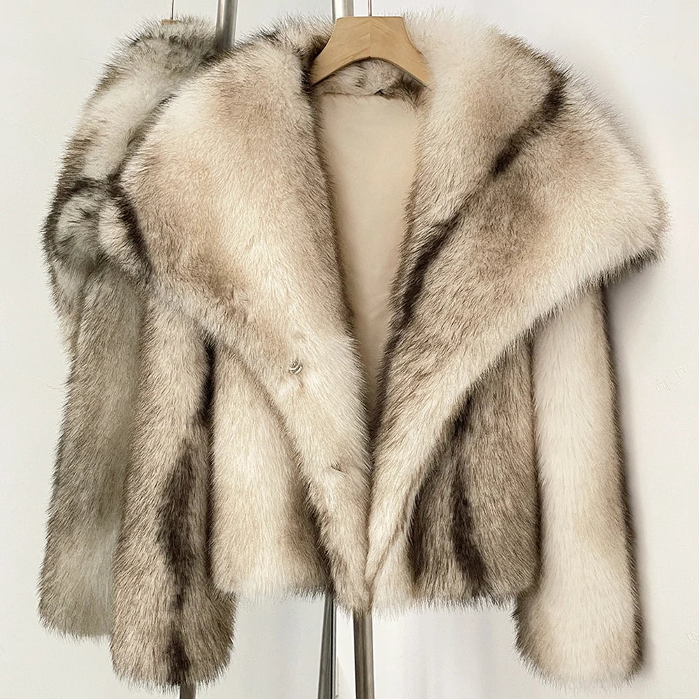 Womens Faux Fur Coat Cropped Soft Plush Artificial Short Fur Coat Holiday Party Elegant Winter Fashion Outerwear Coats for Women - Matrix Studios