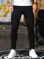 Men Jeans Stretch Skinny Denim Pants Solid Color Black Blue Spring Luxury Street Harajuku Hip-Hop Style Slim Fit Trousers Brand - Matrix Studios