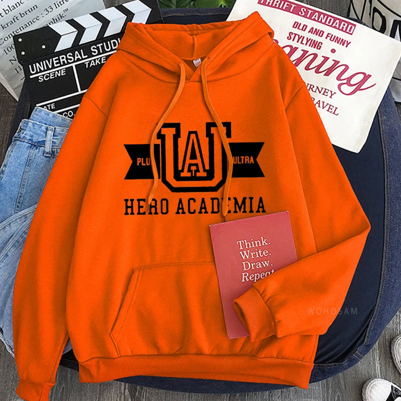 Harajuku Anime Manga UA My Hero Academia Logo Hoodies Sweatshirt Men Long Sleeve Streetwear Women Patchwork Winter Sweatshirts - Matrix Studios