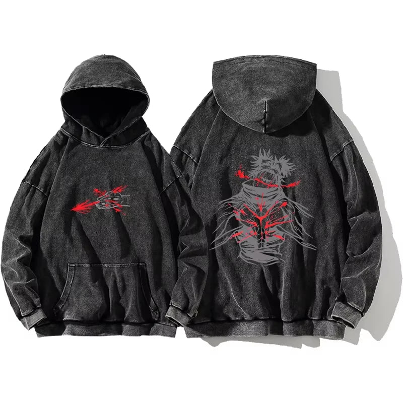 Japanese Anime Jujutsu Kaisen Print Hooded Pullover Men Hip Hop Sweatshirt Vintage Hoodie Harajuku Cotton Sweatshirts - Matrix Studios