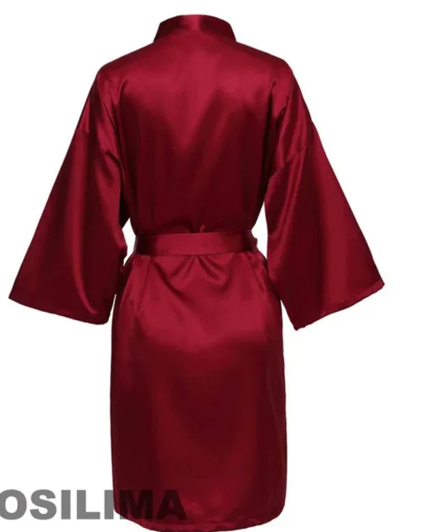 Wedding Party Team Bride Robe With Black Letters Kimono Satin Pajamas Bridesmaid Bathrobe SP2000 - Matrix-studios.com