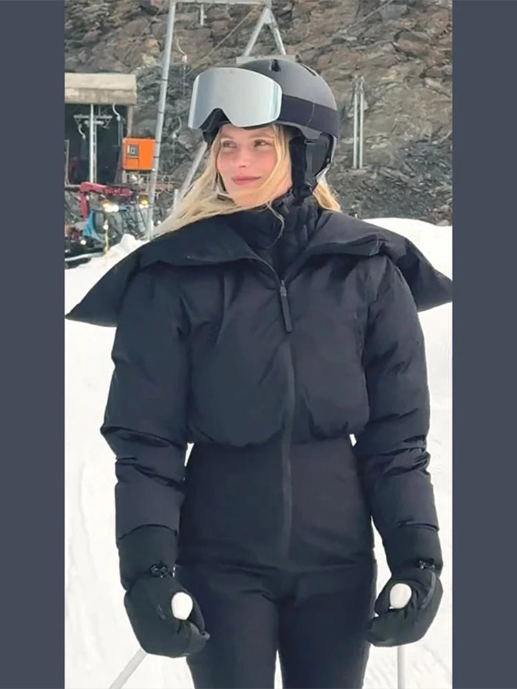 Cotton Ski Women's Winter Jumpsuit Sets Zipper Loose Jacket Straight Pants Suits Skiwear Snow Commute Street Outdoors Romper - Matrix Studios