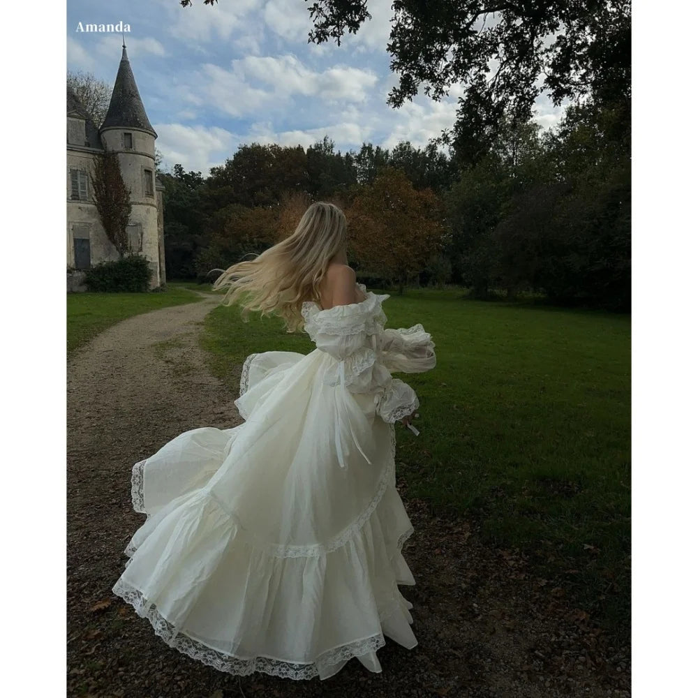 Amanda Customized White One Shoulder Long Sleeves Prom Dresses Organza vestidos de noche Floor-Length A-line Formal Evening 2025 - Matrix-studios.com