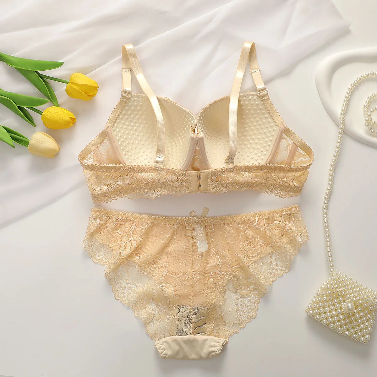 2Pieces Bras and Panty Sets Sexy Lace Transparent Floral Clothing Underwire Push Up Lingeries For Woman - Matrix-studios.com