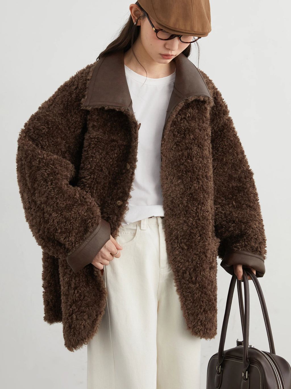 CHIC VEN Women Faux Leather Jacket Coat Loose Casual Reversible Mid Length PU Overcoat Retro Ladies Outerwear Autumn Winter 2025 - Matrix Studios