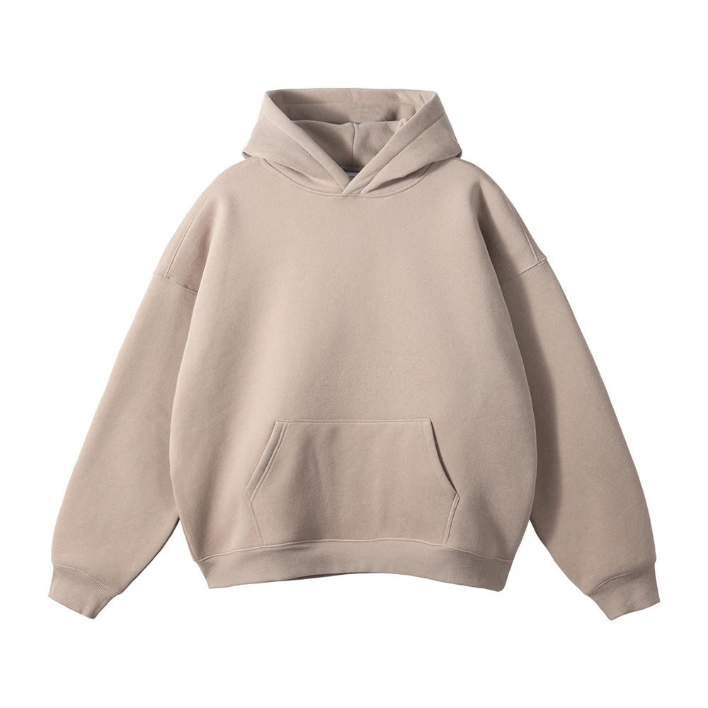 ZODF New Thick 350gsm Fleece Hooded Hoodies For Men Unisex Winter Oversized Loose Basic Solid Sweatshirts Pullovers Coats HY0631 - Matrix Studios