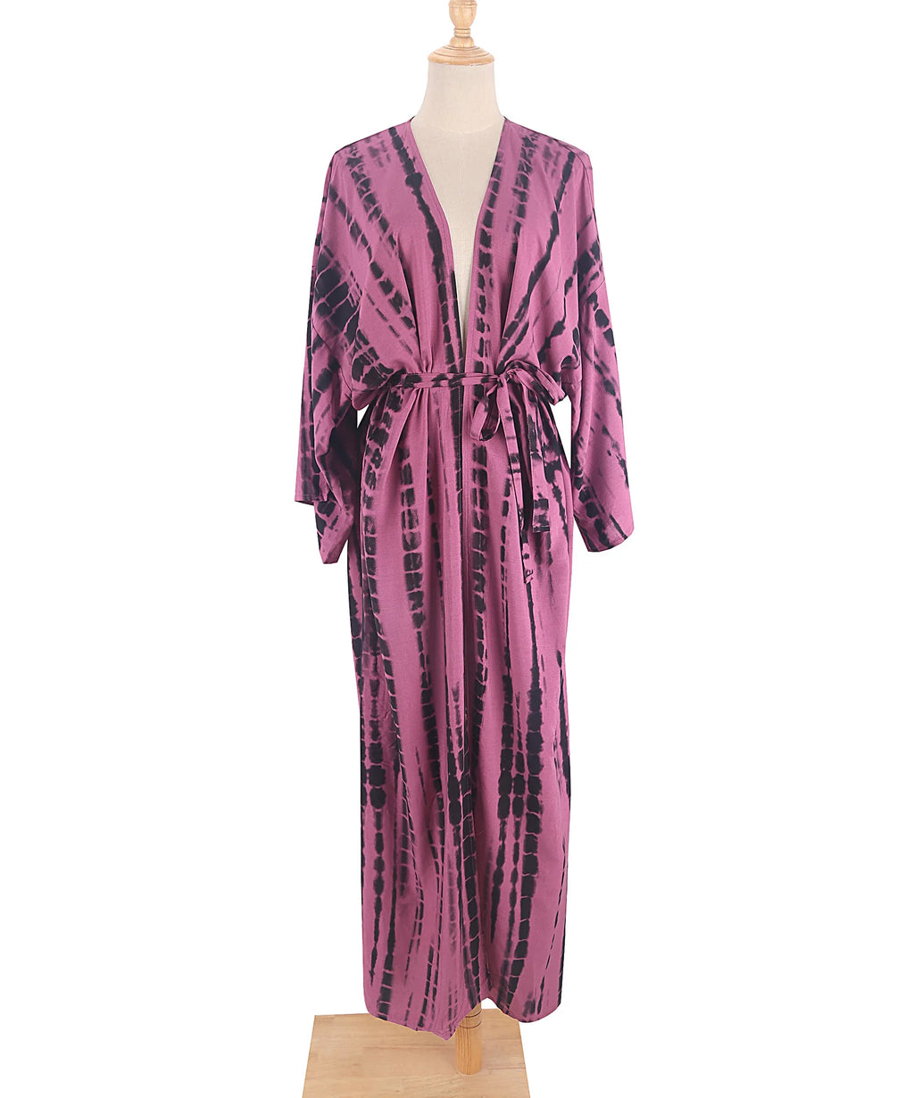 Bikini Cover Up Tie Dye Printed Women Long Beach Kimono Swimsuit Cape 2022 New Summer Beachwear Self Belted Bathing Suit - Matrix Studios