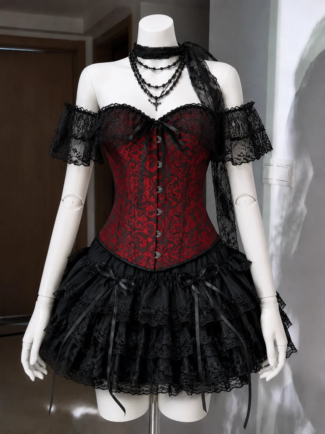 Sweet Lolita Vintage Suits Women Ruffles Cardigan + Sexy Y2k Corset Vest + Mini Skirts Autumn Korean Elegant 3 Piece Dress Sets - Matrix-studios.com