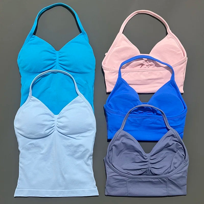 Women Solid Color Yoga Sports Tank Top Sleeveless Quick Dry Breathable Elastic Slim Fit Gym Workout Running Fitness Soft Skin - Matrix-studios.com