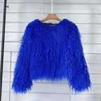 CM.YAYA Solid Faux Fur Coats  Women Full Sleeve O-neck Open Stitch Covered Button Fur Jackets Winter Autumn Warm New Fashion - Matrix Studios