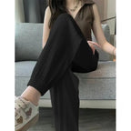 Thin Casual Wide Leg Harem Ankle-Length Pants Solid Elastic Waist Women New In ClothingSweet Streetweat Summer Long Trousers OL