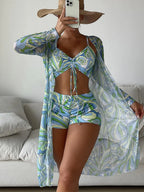 3 Pieces Sexy Print Bikini 2026 Women High Waist Swimsuit & Kimono Swimwear Female Lady Bathing Suit Swimming Summer Beachwear - Matrix-studios.com