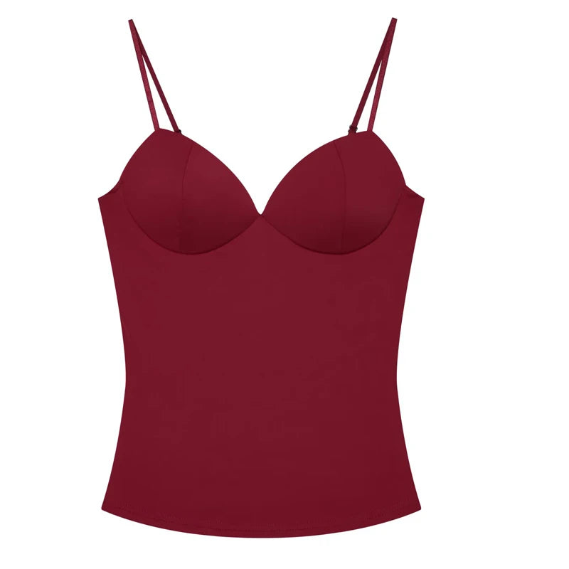HXAO Sleeveless Crop Tops For Woman Corset Camisole Brown Top Women Bodycon Backless Sexy Tops With Straps Bustier Tank Tops - Matrix-studios.com