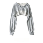 Hoodie Female Hoodie Personality Irregular Crop Ultra Short Style Long Sleeve Top Female Drop Shipping Sweatshirt Y2k Clothes - Matrix Studios