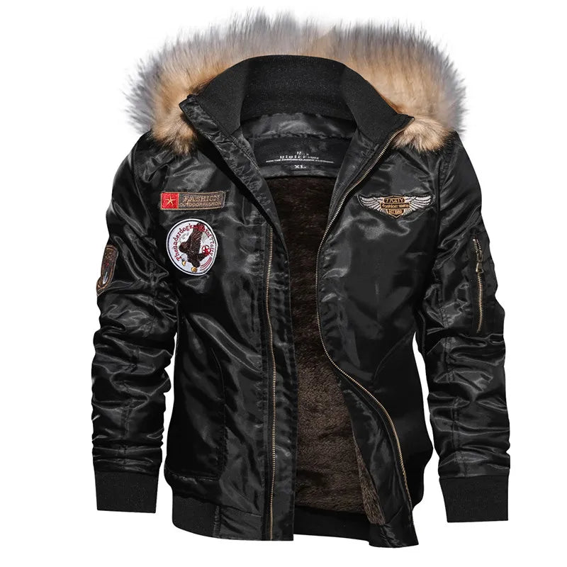 Men's Winter Outdoor Casual Thick Fleece Down Parkas Fur Coat Oversize Plus Velvet Brand Keep Warm Padded Oversized Jacket - Matrix Studios