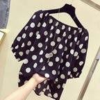 Women Spring Summer Style Loose Blouses Shirts Lady Casual Slash Neck Polka Dot Printed Blusas Tops - Matrix-studios.com