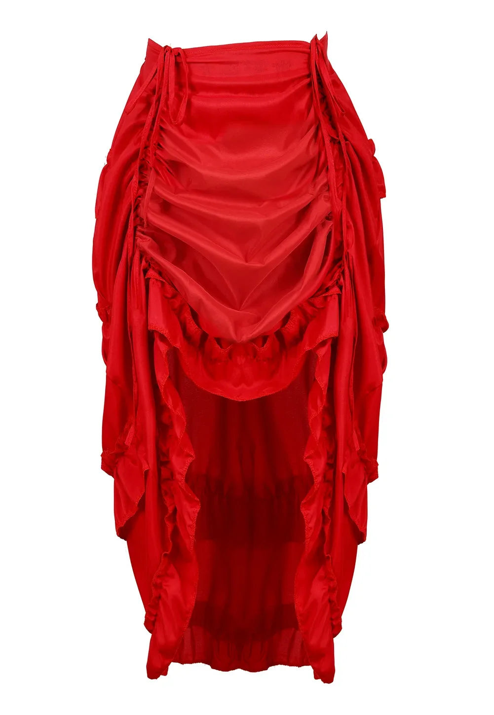 Steampunk Women Skirts Gothic Irregular Shirring Pleated Party Maxi Long Skirt High Low Costumes Punk Sexy Corset Plus Size Red - Matrix-studios.com