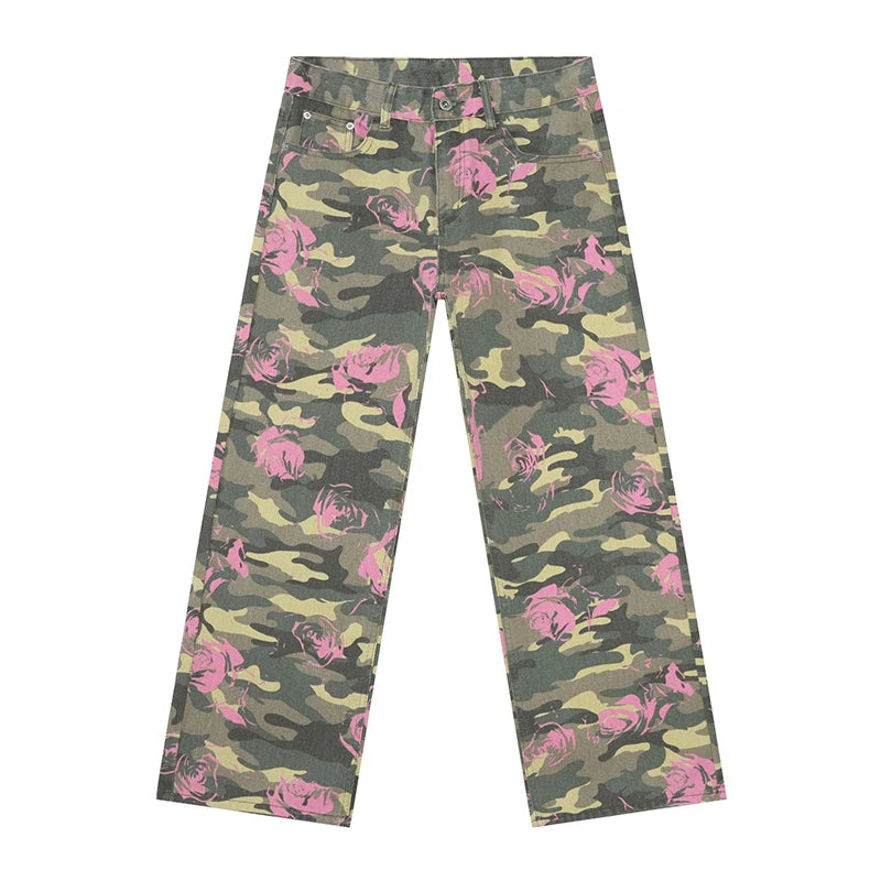 PFNW American 2025 New Tide Camouflage Jeans Men's Ins Loose Straight Wide Leg Casual Denim Pants Loose Male Trousers 12C2036 - Matrix Studios